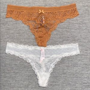 BNWT Victoria’s Secret Lace Thong Bundle Neutrals
